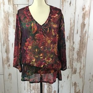 Chico's Silk Jewel Tone Beaded Tunic